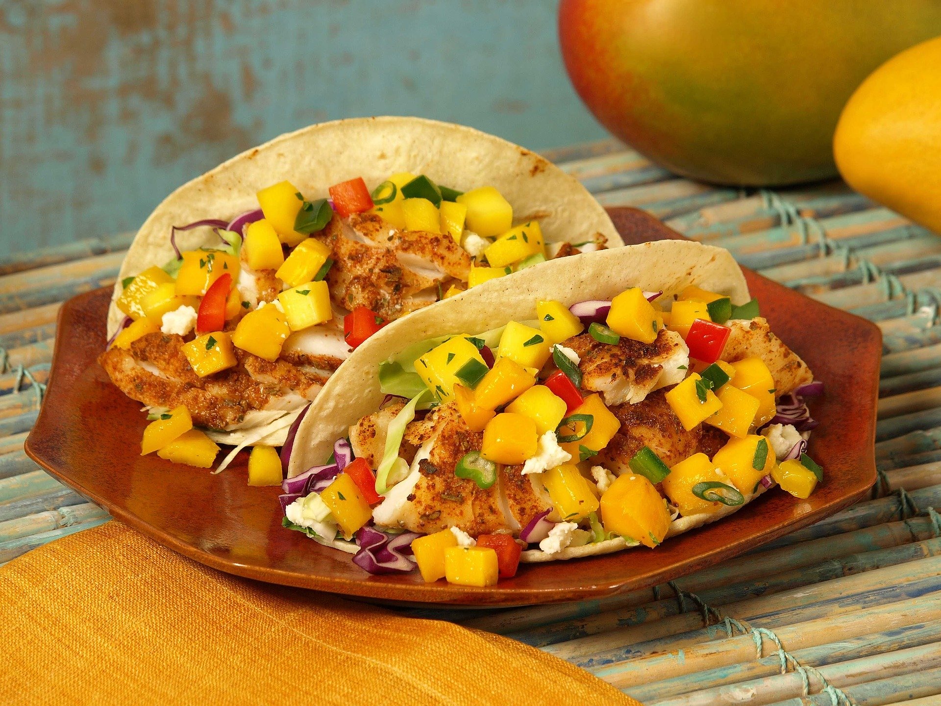 mango fish tacos