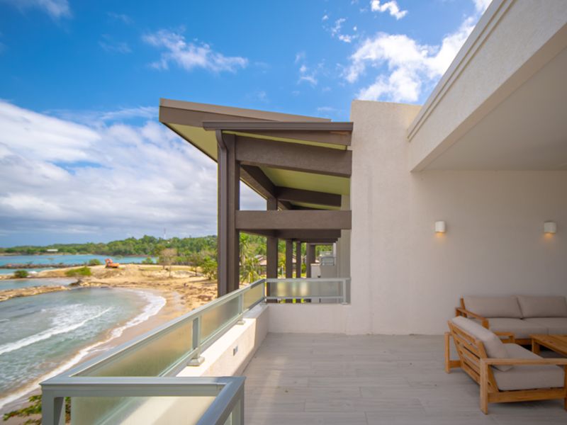 A balcony overlooking the Caribbean at Bessa